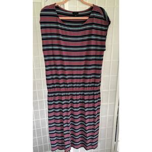 Talbots Multi Color Striped Sleeveless Pullover Dress‎ Elastic Waist Size XL